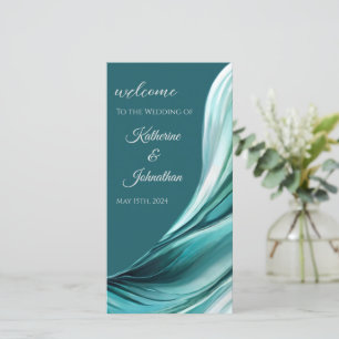 Wedding Program-Modern Abstract Emerald Green-