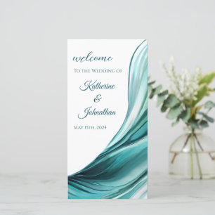 Wedding Program-Modern Abstract Emerald Green-