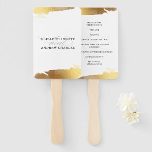 WEDDING PROGRAM modern luxe gilded gold edges Hand Fan