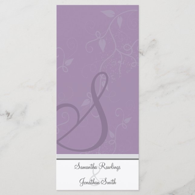 Wedding Program - Monogram Lavender Purple Floral Programme (Front)