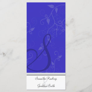Wedding Program - Monogram Royal Blue Floral Programme