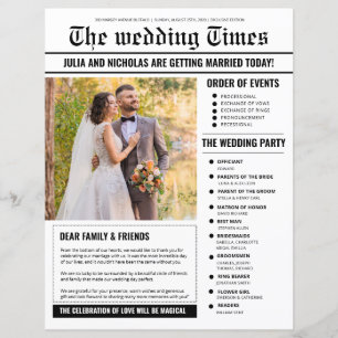 Wedding Program Newspaper Template