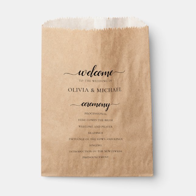 Wedding Program Order of Events Favour Bags (Front)