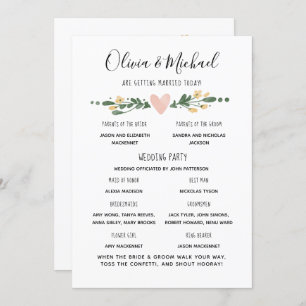 Wedding Program Order of Events Invitation