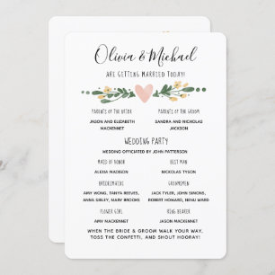Wedding Program Order of Events Invitation