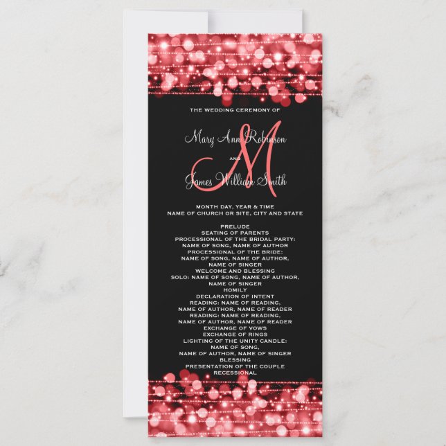 Wedding Program Party Sparkles Red Invitation (Front)