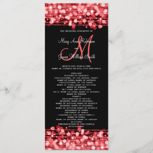 Wedding Program Party Sparkles Red Invitation