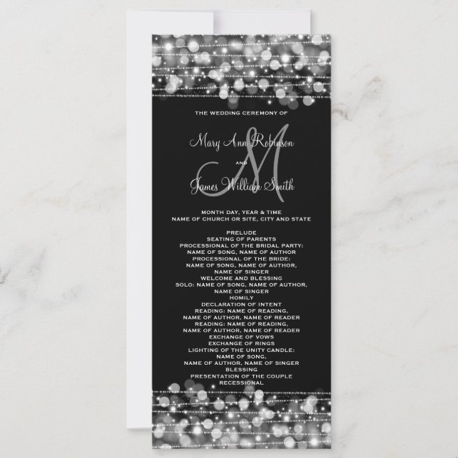 Wedding Program Party Sparkles Silver Invitation (Front)