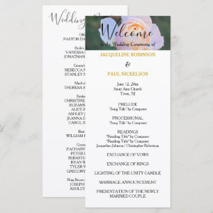 Wedding Program Pastel Pink Roses Gold NAMES Programme