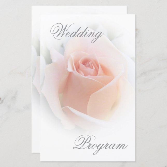 Wedding Program Peach Pink Rosebud (Front/Back)