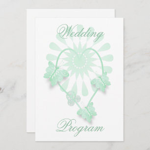 Wedding Program Peppermint Butterflies Heart Programme
