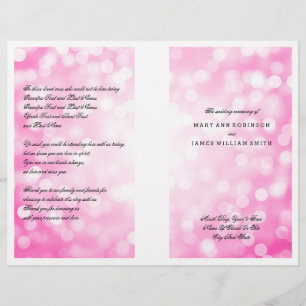 Wedding Program Pink Glitter Lights