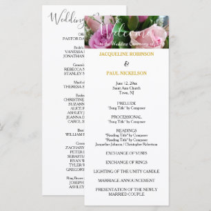 Wedding Program Pink Roses Gold NAMES Programme