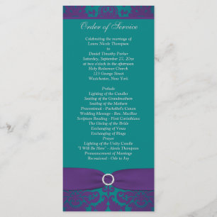 Wedding Program   PRINTED RIBBON Purple, Teal Programme