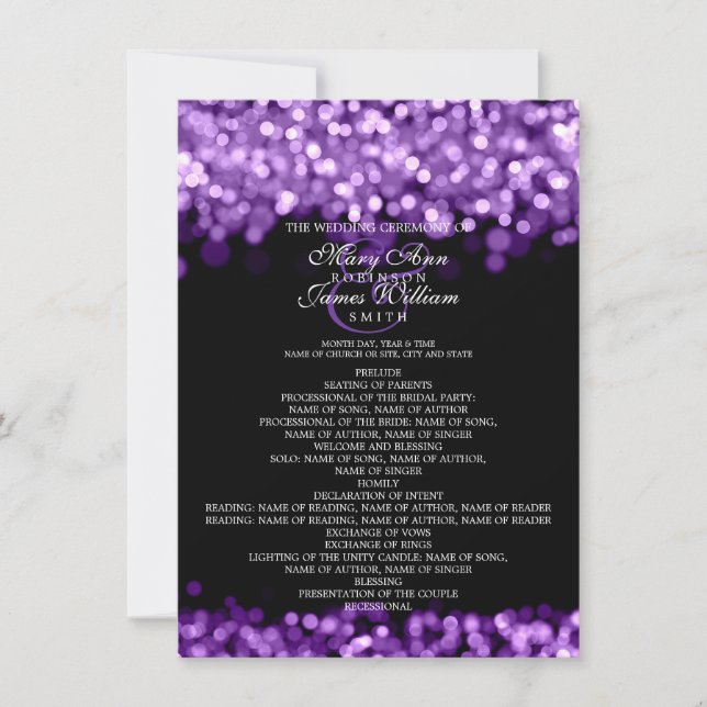 Wedding Program Purple Lights Invitation (Front)