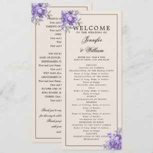 Wedding Program Purple Natural Rustic Floral Invitation