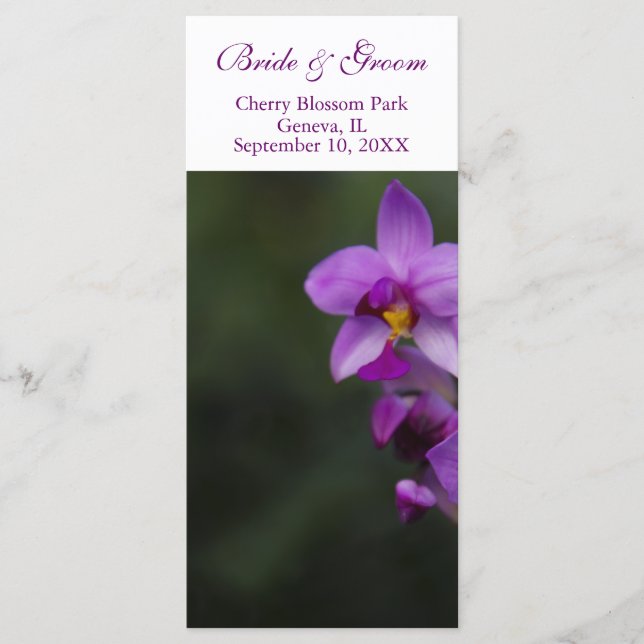 Wedding Program - Purple Orchid Card (Front)