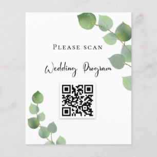 Wedding program QR code eucalyptus greenery