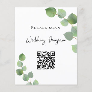 Wedding program QR code eucalyptus greenery Flyer