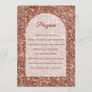 Wedding Program Rose Gold Ceremony Arched Glitter Programme