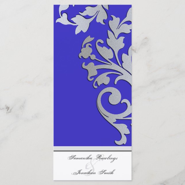Wedding Program - Royal Blue Silver Sparkle Swirl Programme (Front)