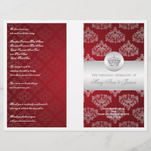 Wedding Program Royal Crown Red