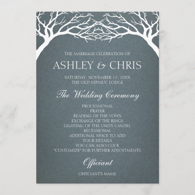 Wedding Program - Rustic Tree Programme (Front)