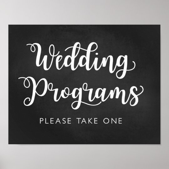 Wedding Program Sign Modern Calligraphy Signs Zazzle Co Uk