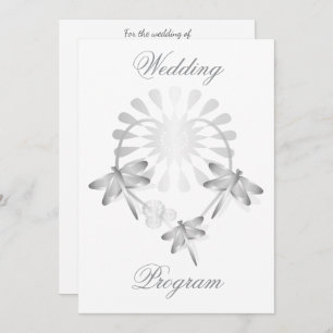 Wedding Program Silver Dragonflies Heart Programme