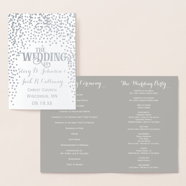 WEDDING PROGRAM Silver Foil Wedding Confetti (Display)