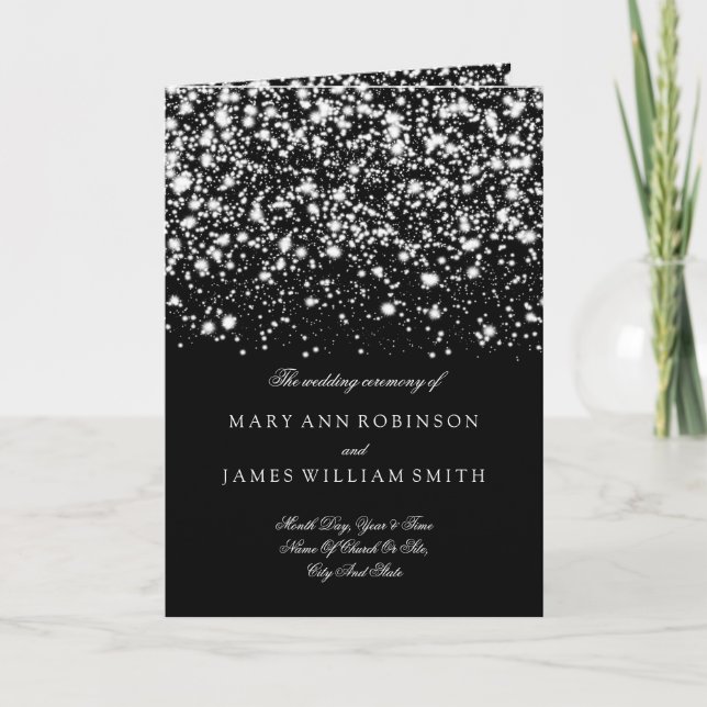 Wedding Program Silver Midnight Glam Programme (Front)