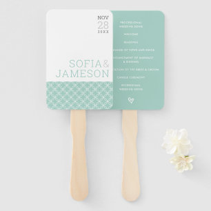 WEDDING PROGRAM simple modern type pastel mint Hand Fan