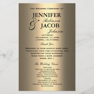 Wedding Program Soft Shiny Gold Look