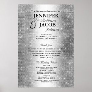 Wedding Program   Soft Silver Glitter Look Poster