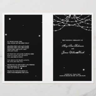 Wedding Program Sparkling String Black