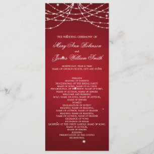 Wedding Program Sparkling String Red Programme