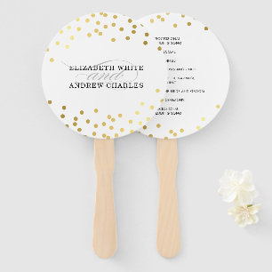 WEDDING PROGRAM stylish chic cute gold confetti Hand Fan