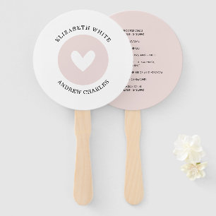 WEDDING PROGRAM stylish modern cute heart love Hand Fan