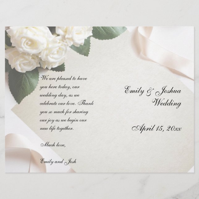 Wedding Program Template Ceremony Modern White (Front)