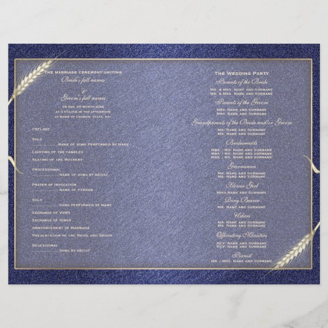 Wedding program template (three) (Front)