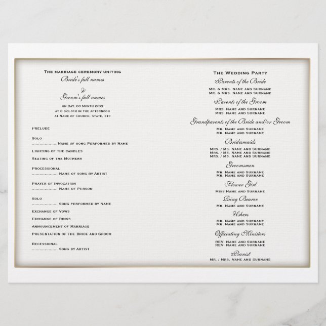 Wedding program template (three) (Front)