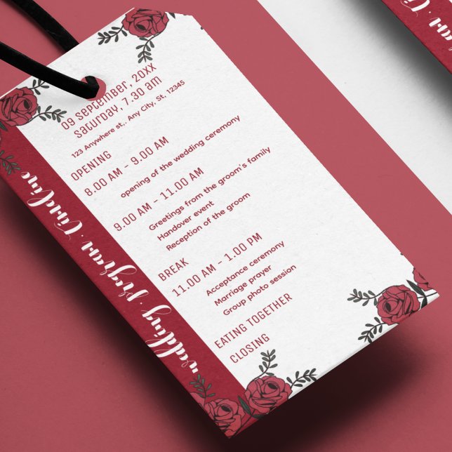 Wedding Program Timeline Red Rose Floral  Programme (Creator Uploaded)