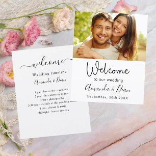 Wedding program timeline welcome photo