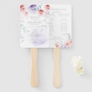 Wedding Program   Trendy Coral Aquarelle Peonies Hand Fan