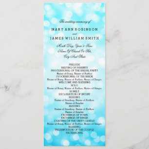 Wedding Program Turquoise Glitter Lights Programme