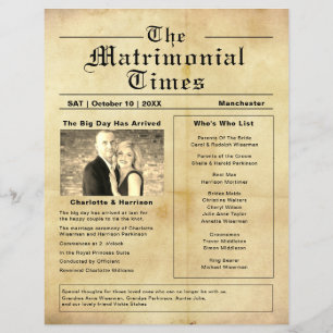 Wedding Program Vintage Newspaper Style Flyer