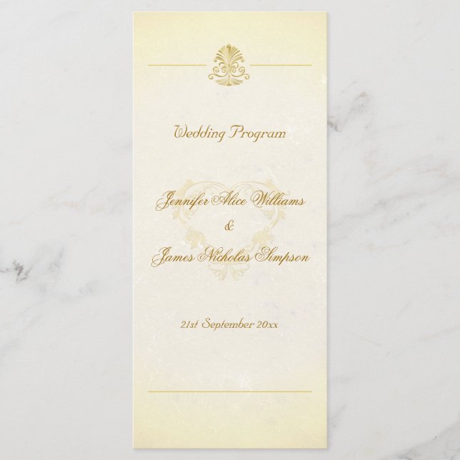 Wedding Program Vintage Parchment Paper Style Programme (Front)