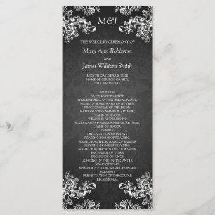 Wedding Program Vintage Swirls 2 Black Programme