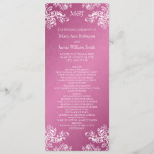 Wedding Program Vintage Swirls 2 Pink Programme