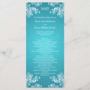 Wedding Program Vintage Swirls 2 Turquoise Programme